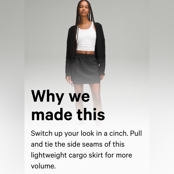 NWT Lululemon Nylon Cargo Mini Skirt in Black Pull & Tie The Side Seams Size L - Picture 10 of 11